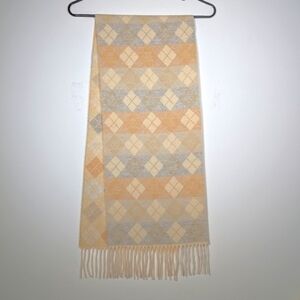 Cashmere Beige Camel Gray Argyle Scarf